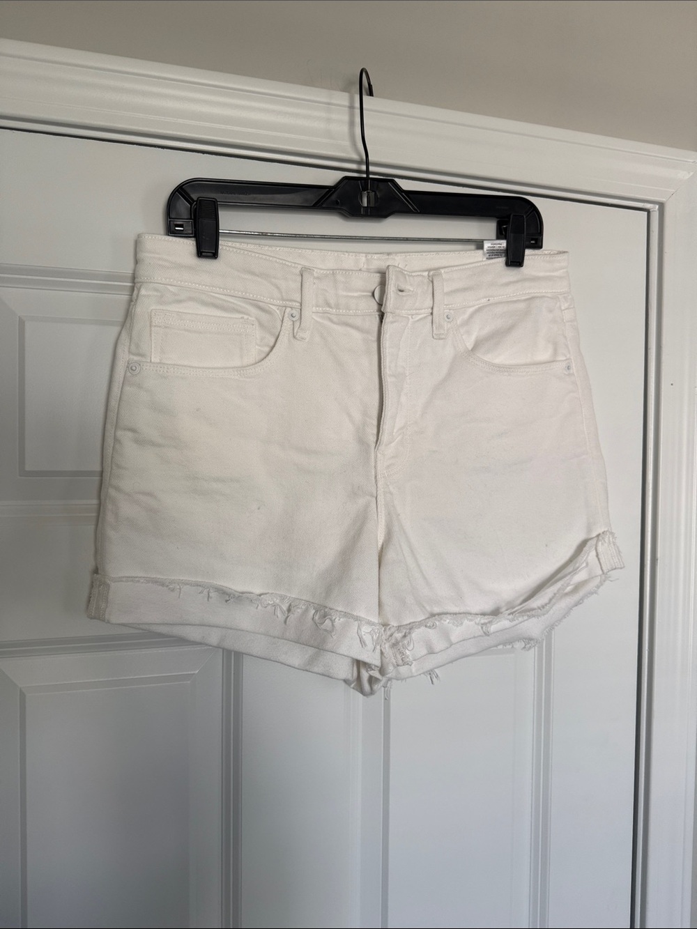 Good American White Denim Frayed Hem Women's Shorts